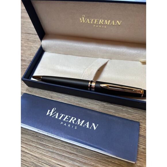 Waterman Expert Ballpoint Pen Black Gold Trim New in Box Branded Gift Executive - Picture 2 of 4